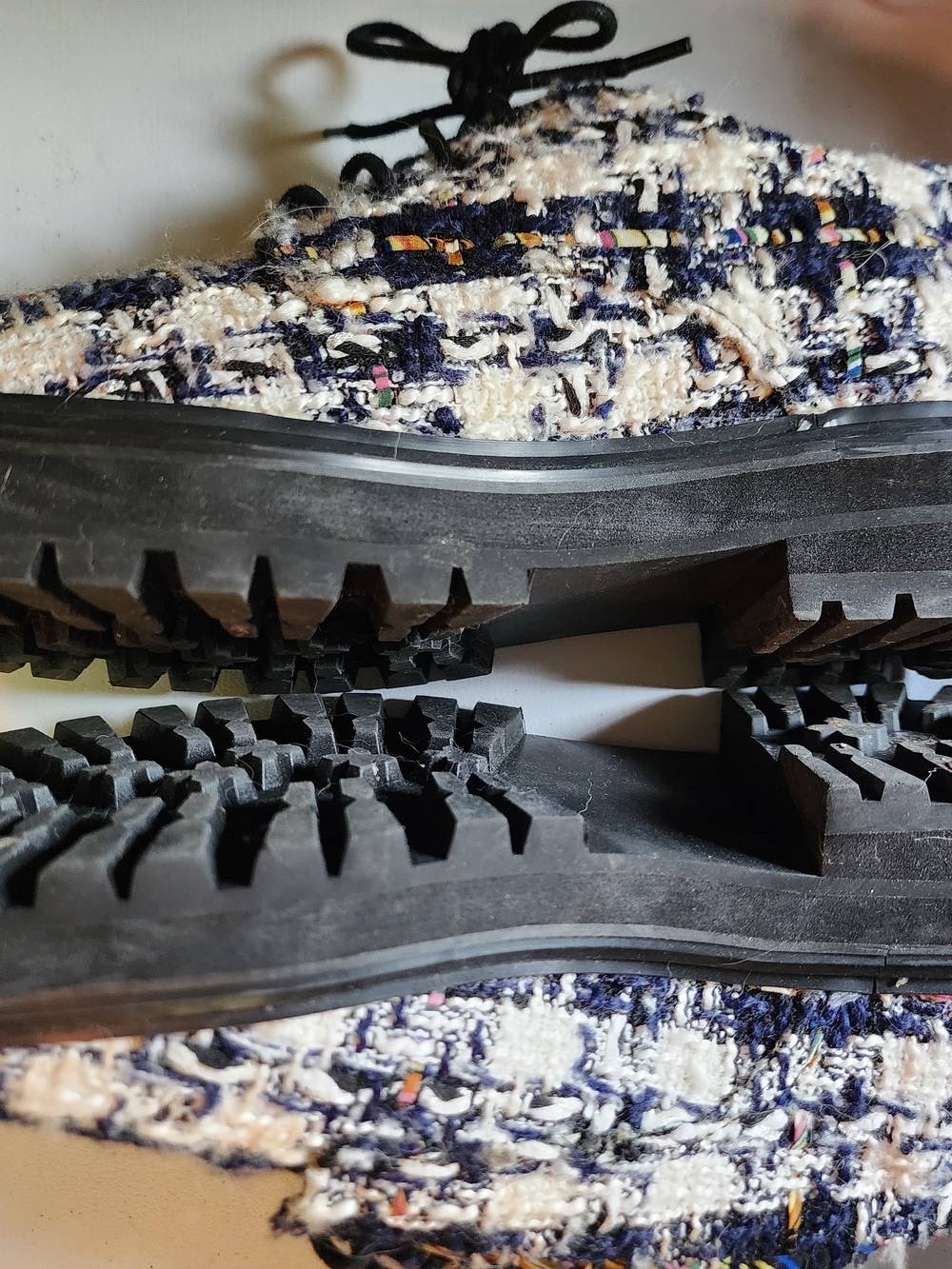 Steve Madden Navy & White Tweed Oxfords - Picture 4 of 8